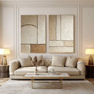 Large Textured Geometric Diptych | VelraArt #CZ 002