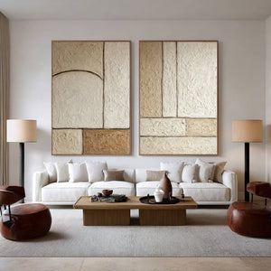 Large Textured Geometric Diptych | VelraArt #CZ 002