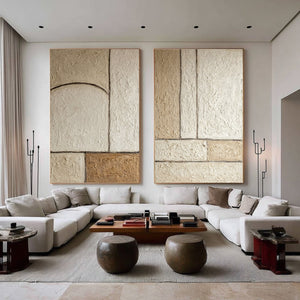 Large Textured Geometric Diptych | VelraArt #CZ 002