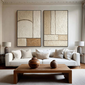 Large Textured Geometric Diptych | VelraArt #CZ 002