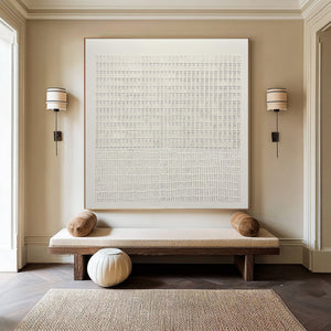 Large Textured White Relief Sculpture Art for Home | VelraArt #CZ 009