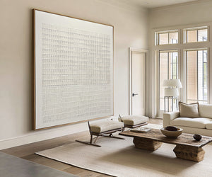 Large Textured White Relief Sculpture Art for Home | VelraArt #CZ 009