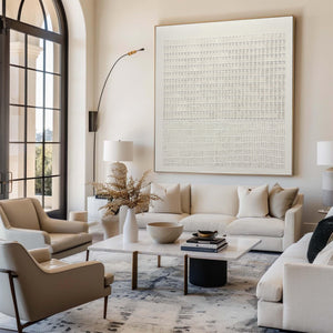 Large Textured White Relief Sculpture Art for Home | VelraArt #CZ 009