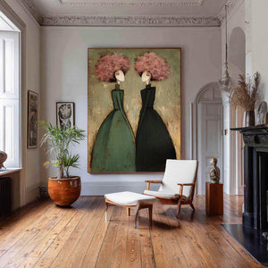 Modern Paired Figure Oil Painting - Contemporary Wall Art | VelraArt