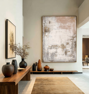 Large Luxury Neutral Abstract Canvas Wall Art Textured Modern Painting for Elegant Living Room Decor