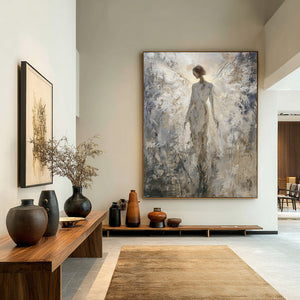 Large Contemporary Abstract Angel Textured Oil Painting Light Luxury Canvas Art for Home & Gallery Decor