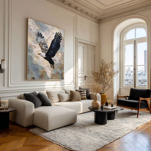 Large Vertical Textured Bald Eagle Canvas Wall Art  #VRA 220