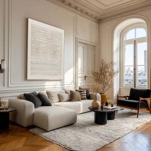 Large Contemporary Neutral Textured Oil Painting Gold Framed Canvas Wall Art for Luxury Interior Decor