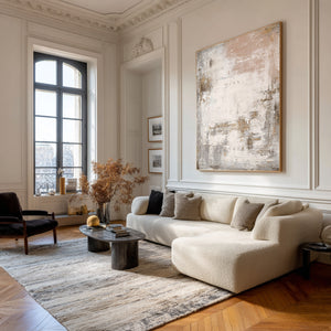 Large Luxury Neutral Abstract Canvas Wall Art Textured Modern Painting for Elegant Living Room Decor
