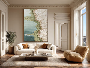 Large Ocean Coast Canvas Wall Art Contemporary Coastal Landscape Painting for Interior Decor