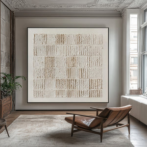 Large Square 3D Textured Block Grid Canvas Wall Art #VRA 225