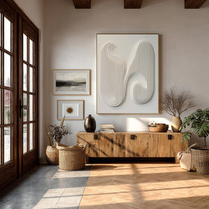 Large Impasto Textured Ribbon Swirl Canvas Wall Art # VRA 252