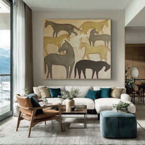 Large Abstract Horse Canvas Wall Art Modern Animal Painting for Interior Decor