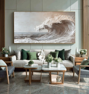 Large Ocean Wave Canvas Wall Art Modern Coastal Painting for Living Room Decor
