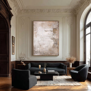 Large Contemporary Neutral Abstract Canvas Wall Art Minimalist Beige Painting for Interior Decor