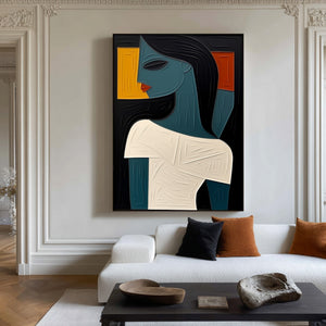 Large Modern Woman Portrait Painting Abstract Figurative Canvas Wall Art for Contemporary Home Decor