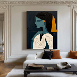 Large Abstract Woman Portrait Canvas Wall Art Modern Figurative Painting for Living Room Decor