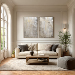 Large Set of 2 Neutral Abstract Textured Canvas Wall Art Wabi-Sabi Canvas Art for Living Room Decor
