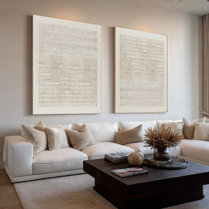 Large Neutral Textured Oil Painting Set on Canvas Modern Minimalist Wall Art for Living Room Decor