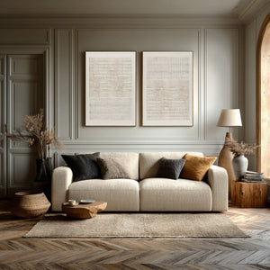 Large Neutral Textured Oil Painting Set on Canvas Modern Minimalist Wall Art for Living Room Decor