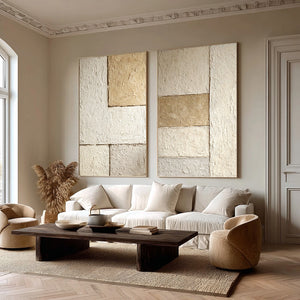Large Minimalist Textured Block Canvas Wall Art #VRA 193