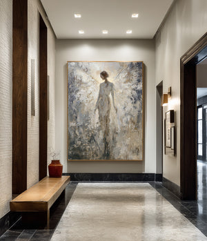 Large Contemporary Abstract Angel Textured Oil Painting Light Luxury Canvas Art for Home & Gallery Decor