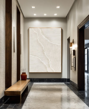 Large Impasto Textured White Wave Abstract Canvas Wall Art Textured Modern Art for Living Room & Bedroom Decor