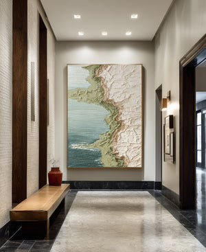 Large Ocean Coast Canvas Wall Art Contemporary Coastal Landscape Painting for Interior Decor