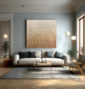 Large Minimalist Neutral Abstract Canvas Wall Art Textured Modern Painting for Interior Decor