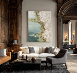 Large Ocean Coast Canvas Wall Art Contemporary Coastal Landscape Painting for Interior Decor