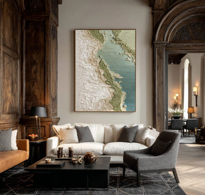 Large Coastal Landscape Canvas Wall Art Textured Ocean Shore Painting for Living Room Decor