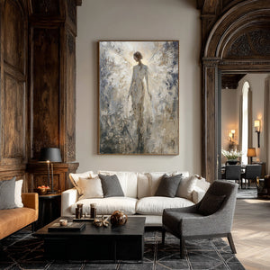 Large Contemporary Abstract Angel Textured Oil Painting Light Luxury Canvas Art for Home & Gallery Decor