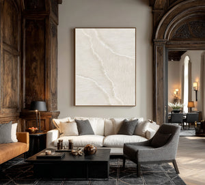 Large Impasto Textured White Wave Abstract Canvas Wall Art Textured Modern Art for Living Room & Bedroom Decor