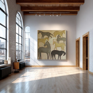 Large Abstract Horse Canvas Wall Art Modern Animal Painting for Interior Decor