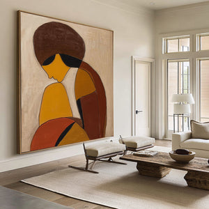 Warm Abstract Figure Painting - Neutral Wall Art | VelraArt